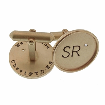 14k Gold Diamond Cuff Links