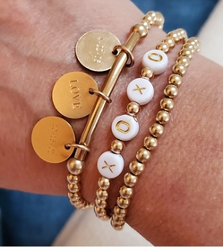 14k Gold Filled Bead Bracelet 4mm with Letters