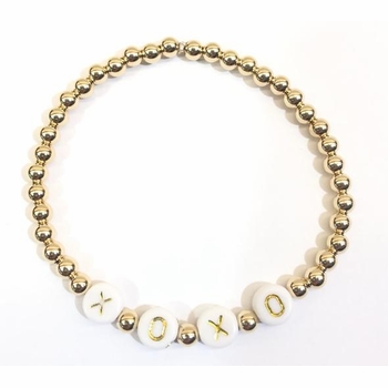 14k gold filled bead bracelet 4mm with letters