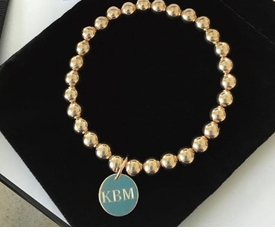 14k Gold Filled Beaded Bracelet with Monogram Initals