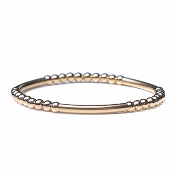 14k Gold Multi Bars of Gold Beaded Bracelet - 4mm