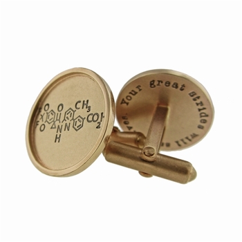14k Gold with 14k Gold Rimmed Round Cuff Links
