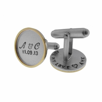 14k Gold with 14k Gold Rimmed Round Cuff Links