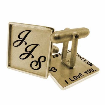 14k Gold with 14k Gold Rimmed Square Cuff Links