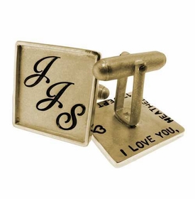 14k Gold with 14k Gold Rimmed Square Cuff Links