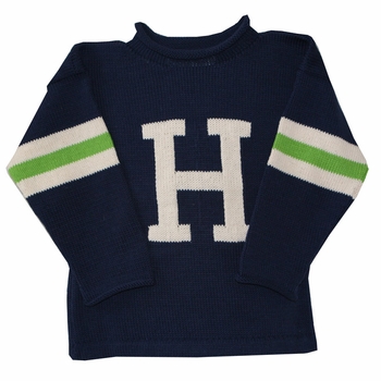 3 Striped Sleeve Initial Sweater
