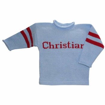 3 Striped Sleeve Initial Sweater