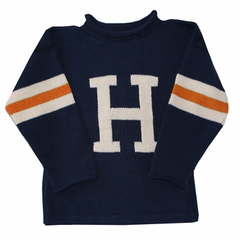 3 Striped Sleeve Initial Sweater