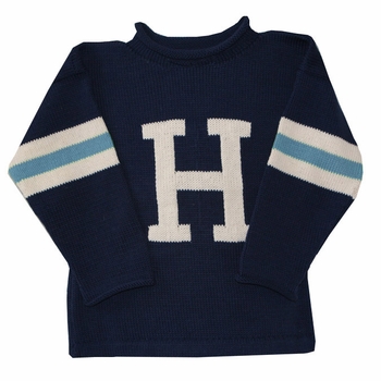 3 Striped Sleeve Initial Sweater