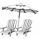 adirondack chairs & umbrella