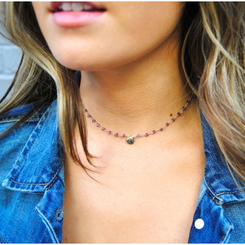 Amethyst & Pyrite Lina Choker Necklace
