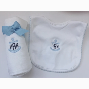 anchors bib and burp cloth set
