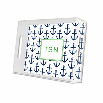 anchors navy lucite tray - small