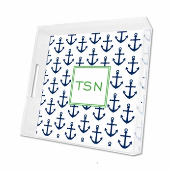 anchors navy lucite tray - square