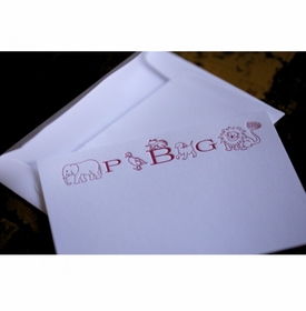 Animal Monogram Red Kid's Stationery