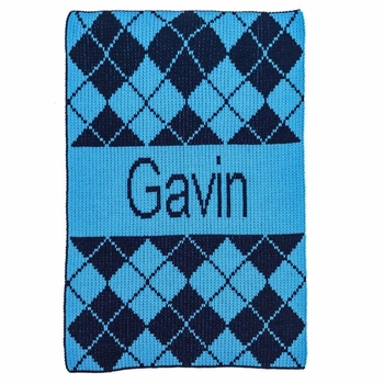 Personalized Argyle & Name Blanket