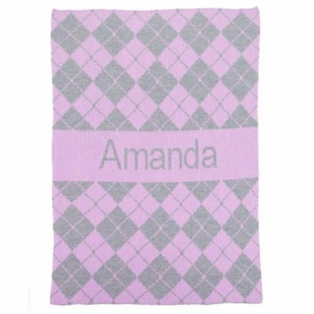 Personalized Argyle & Name Blanket