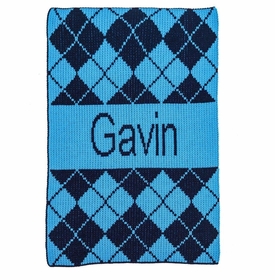 Personalized Argyle & Name Blanket