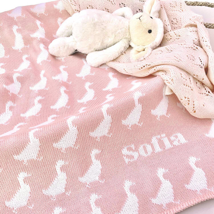 pink ducks baby blanket featured at
