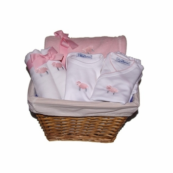 baby lamb gift basket (pink)