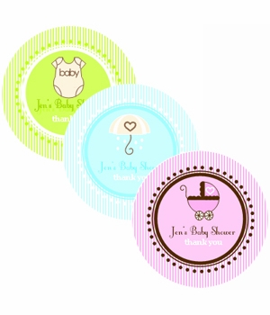 baby shower favor round labels 2.25" (set of 24)