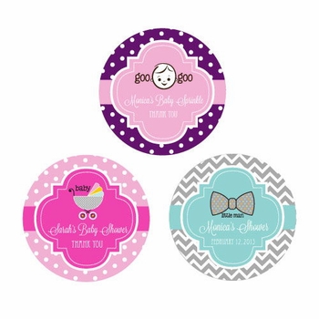 baby shower round favor labels and tags 1.4"