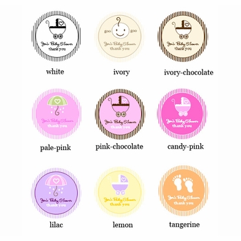 baby shower round favor labels and tags 1.4"