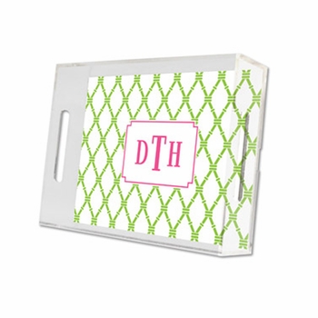 bamboo green & raspberry lucite tray - small