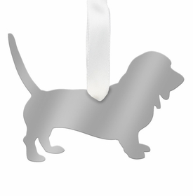 Bassett Hound Christmas Ornament - Silver