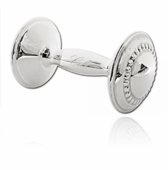Beaded Sterling Silver Baby Barbell Rattle
