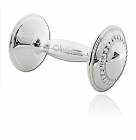 Beaded Sterling Silver Baby Barbell Rattle