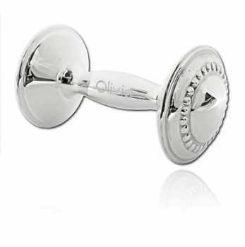 Beaded Sterling Silver Baby Barbell Rattle