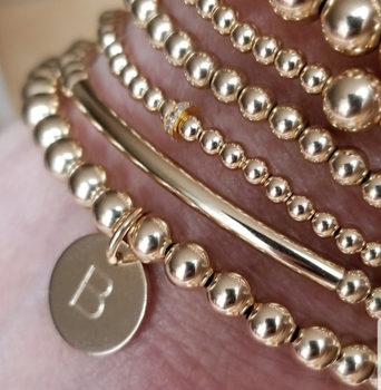 Beautycounter B logo beaded bracelet - 14k filled