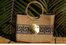 Becky Cocktail Bag with Tan Greek Key