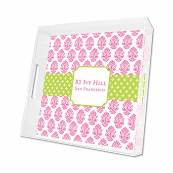 beti pink lucite tray - square