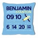 birth announcement new baby airplane pillow (blue)