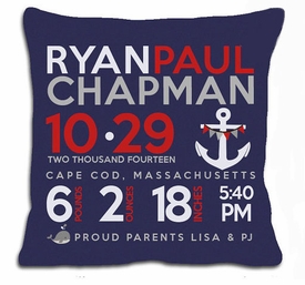 Birth Announcement New Baby Anchor Pillow (Dark)