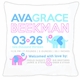 Birth Announcement New Baby Elephant Pillow (Pink)