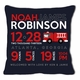 birth announcement new baby firetruck pillow (dark)