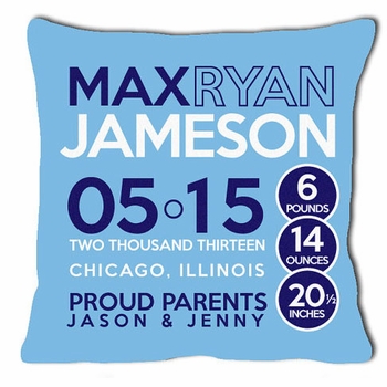 Birth Announcement New Baby Pillow with Circles (Boy)