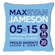 Birth Announcement New Baby Pillow with Circles (Boy)