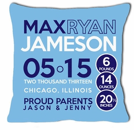 Birth Announcement New Baby Pillow with Circles (Boy)