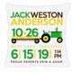 Birth Announcement New Baby Tractor Pillow