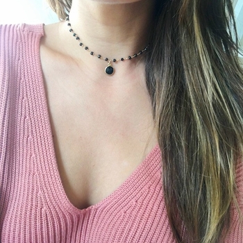 Black Onyx Heather Choker Necklace
