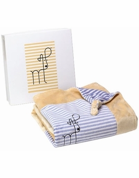 blue and yellow striped baby blanket