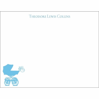 blue baby buggy children's stationery