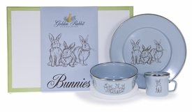 Blue Bunny Dish Keepsake Set and Box (Plate, Mug, & Bowl)