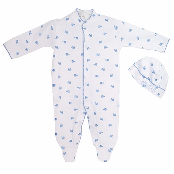 blue helicopter footie and hat set