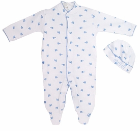 Blue Helicopter Footie and Hat Set