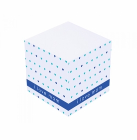 Blue Love Mom Sticky Note Cube